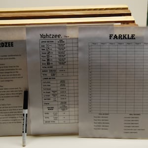 cartões de pontuação e instruções do yardzee farkle