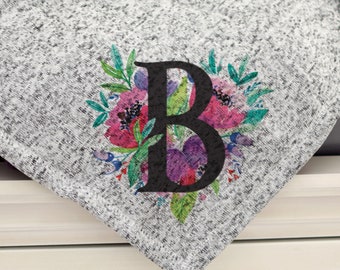Personalized Sweater Knit Blanket | Floral Monogram Blanket | Monogram Fleece Blanket | Personalized Blanket | Custom Throw | Gift for Teen