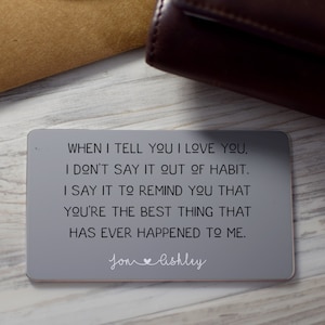Personalized Quote Wallet Card Insert | Valentines Day Gift | Husband Gift | Gift for Deployment | Gift for Boyfriend | Custom Wallet Card