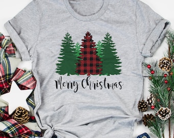 Christmas Trees Shirt | Buffalo Plaid Shirt | Christmas Graphic Tee | Christmas Shirt | Farmhouse Christmas | Plaid Christmas | Rustic Tee