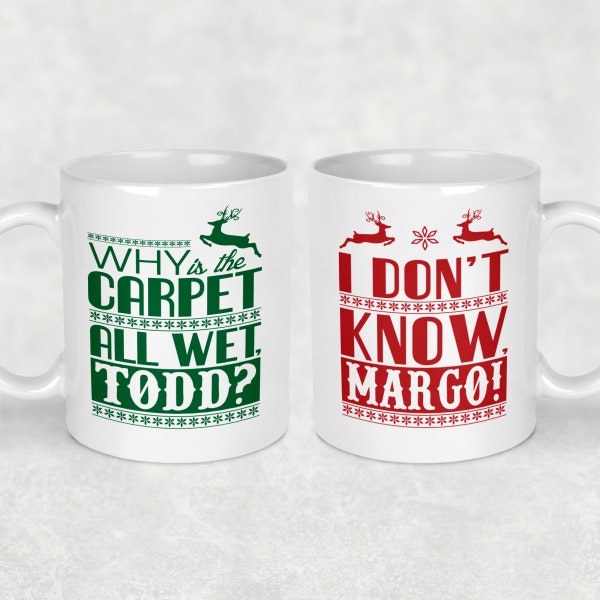 Christmas Vacation Todd And Margo Mugs | Couple Christmas Mugs | Christmas Mugs Set of 2 | Ugly Christmas Mugs | Funny Christmas Coffee Mugs