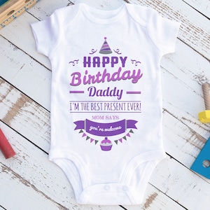 Happy Birthday Daddy Birthday Present Gift For Dad Happy Birthday Gift for Him Birthday Shirt Baby Bodysuit Funny Dad Gift Purple