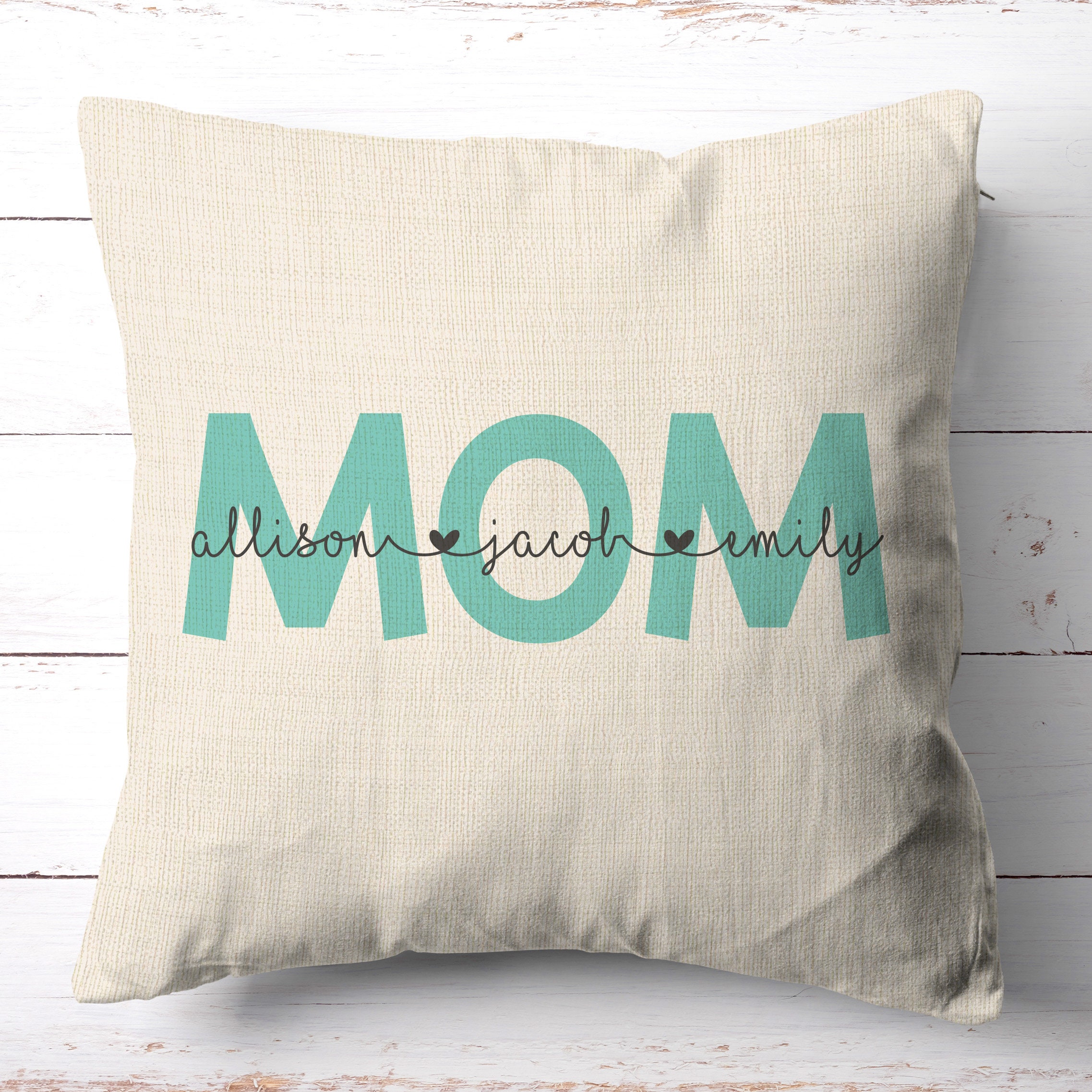 Mom Pillow Mom Pillow With Kids Names Personalized Pillow Etsy