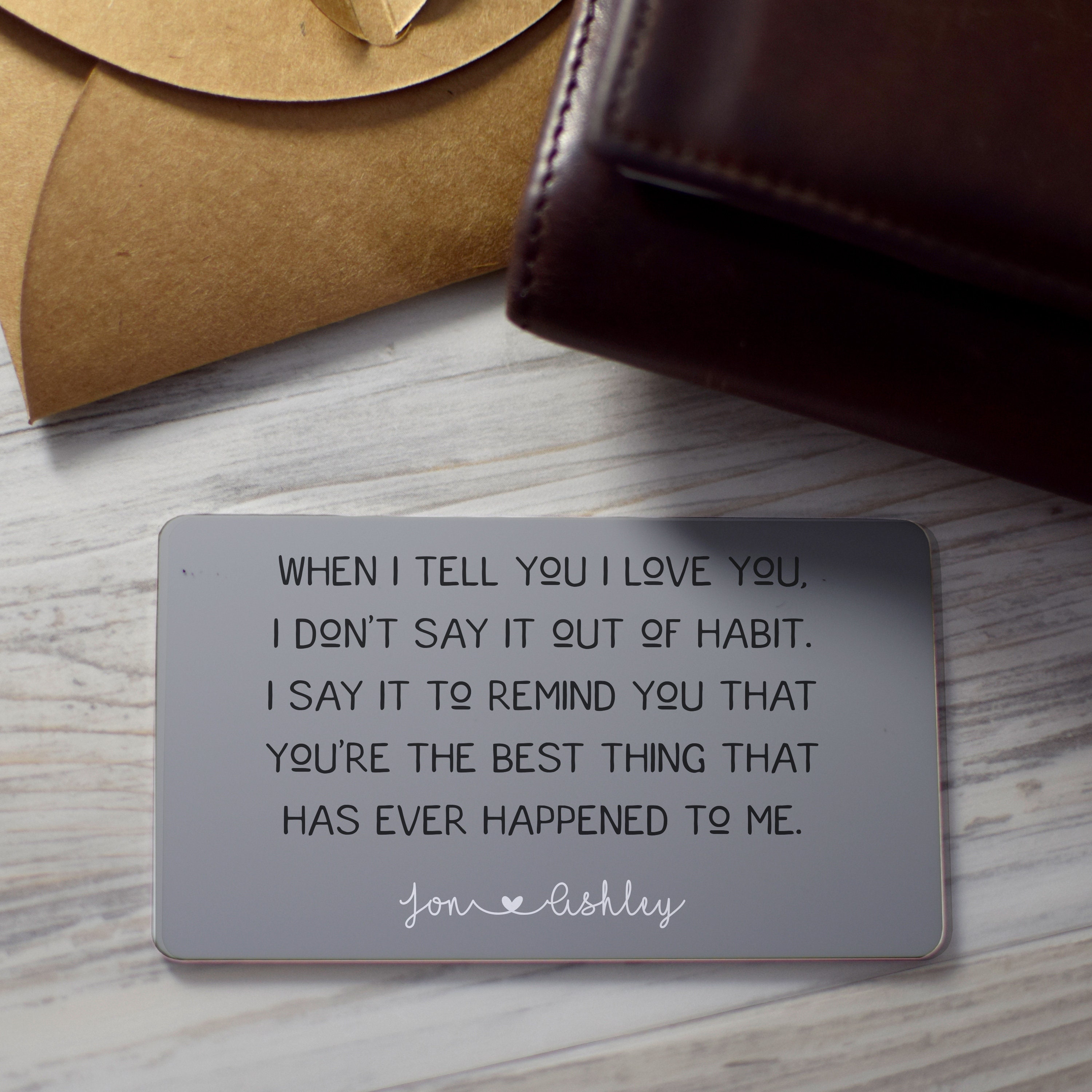 Personalized Quote Wallet Card Insert Valentines Day Gift Etsy