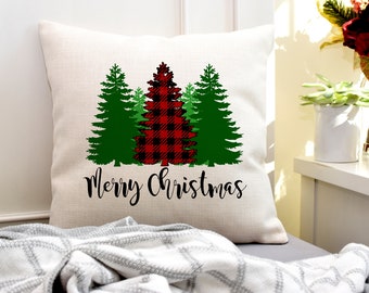 Vintage Christmas Tree Decor | Christmas Pillows | Christmas Decorations | Buffalo Plaid | Christmas Throw Pillow | Christmas Pillow Cover