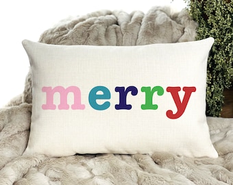 Christmas Throw Pillow | Merry Pillow | Christmas Pillow | Holiday Pillow | Winter Pillow | Holiday Decor | Entryway Holiday Decor Christmas