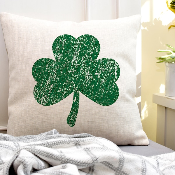 Décor shamrock en détresse | | de décoration de la Saint-Patrick Décoration de ferme | | d’oreiller Clover Throw Trèfle en détresse | | de décoration irlandaise Oreiller chanceux