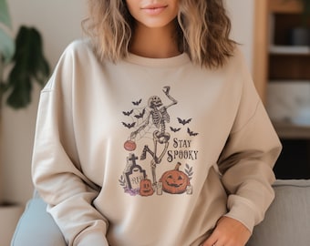 Stay Spooky Halloween Sweatshirt | Spooky Season | Ghost Pocket Tee | Skeleton Fall Halloween | Pumpkin Fall Halloween | Witch T-shirt