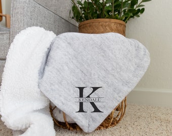 Monogrammed Sherpa Blanket | Wedding Gifts | Monogram Gift | Personalized Engagement Gift | Mothers Day Gift Ideas | Sherpa Throw Blanket