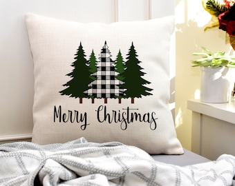 Plaid Christmas Tree Decor | Christmas Pillows | Christmas Decorations | Buffalo Plaid | Christmas Throw Pillow | Christmas Pillow Cover