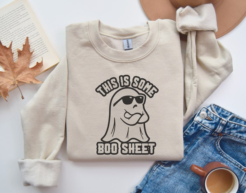 This is Some Boo Sheet Halloween Sweatshirt Spooky Season Ghost Pocket Tee Halloween Design Pumpkin Fall Halloween Spooky Vibes image 8