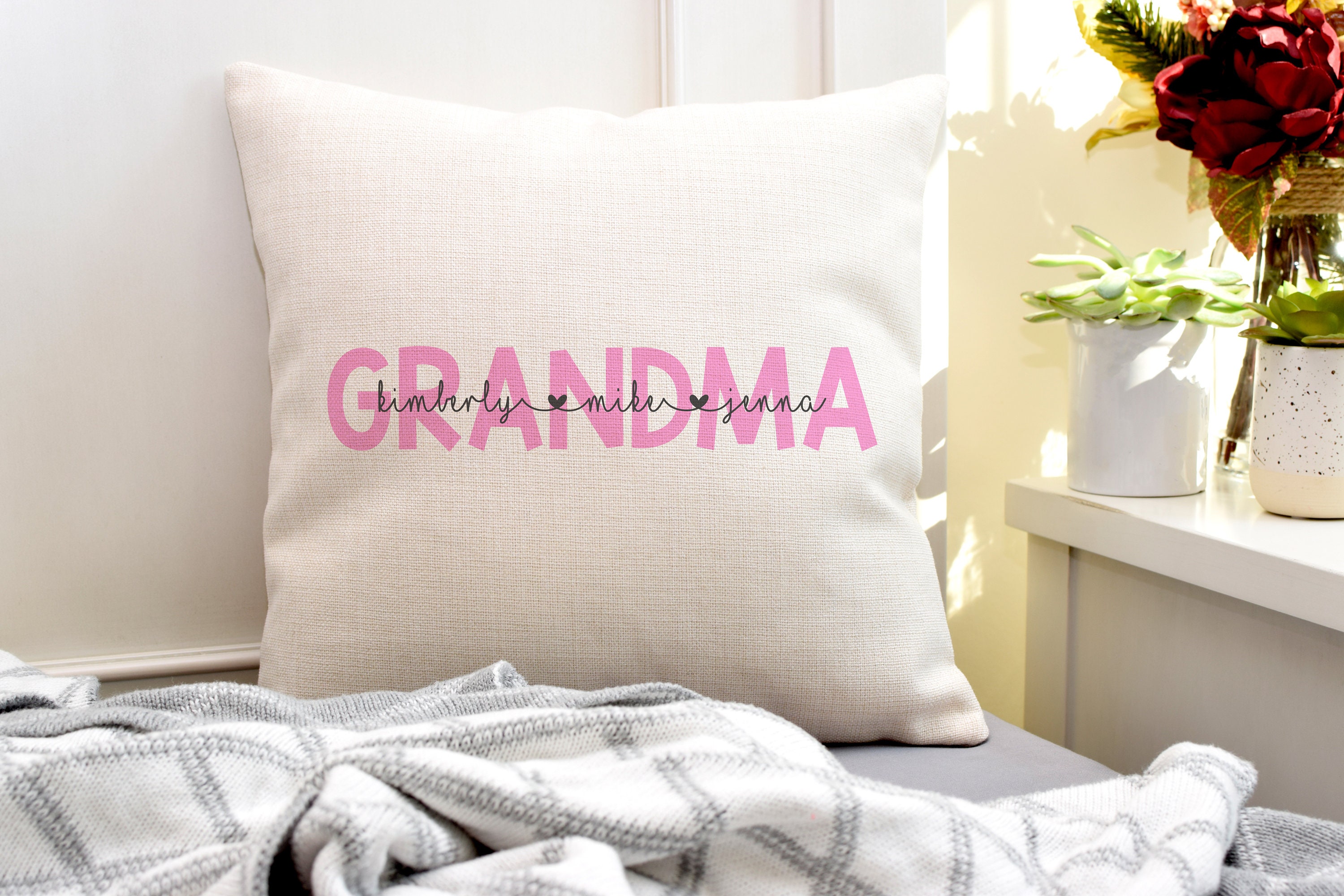 Grandma Pillow Nana Pillow with Kids Names Personalized Etsy