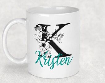 Custom Name Coffee Mug | Personalized Mug | Floral Mug | Initial Cup | Gift for Her | Personalized Name Mug | Custom Coffee Mug | Floral