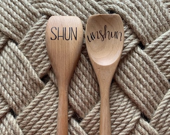 Shun, Unshun Double-Sided Wood Burned Spoon, The Office, Dwight Schrutte Gift