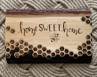 Home Sweet Home Key Rack/Mask Hanger, Honey Bee, Honeycomb Decor