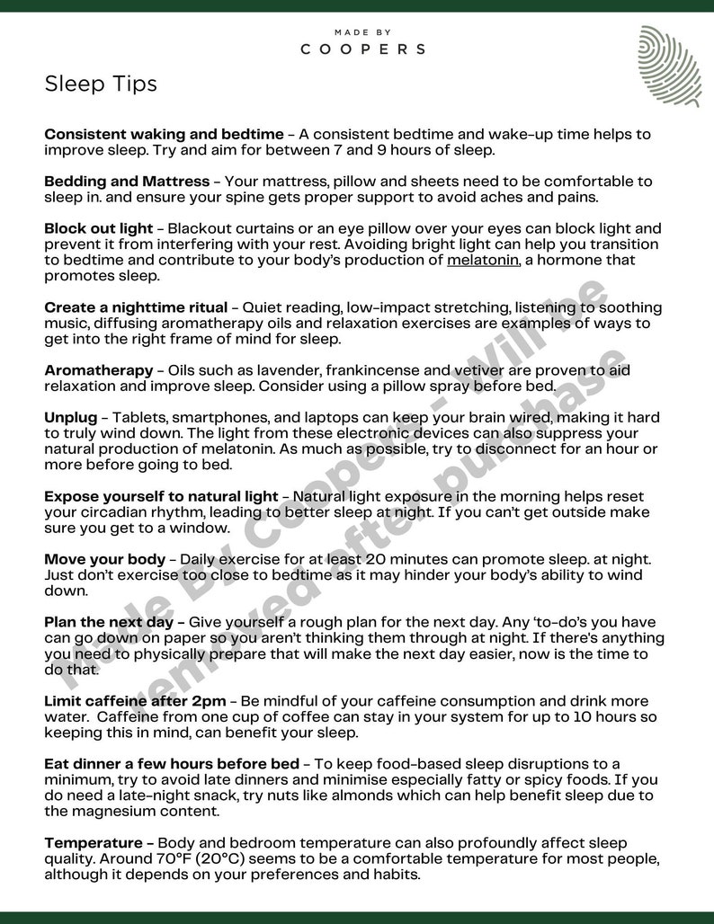 Sleep Planning Daily Sleep Tracker Printable With Sleep Tips (instant Download) - Etsy