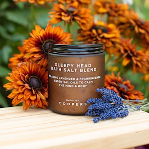 Organic Bath Salt With Lavender and Frankincense Essential Oils 500g | Lavender Bath Salts |  Soothing Bath Soak. Sleepy Head Bath Salts
