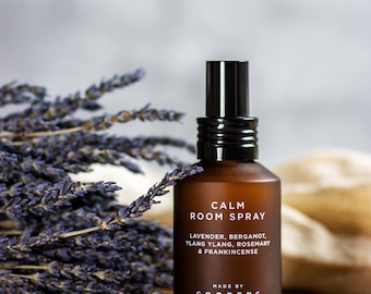 Calm Room Spray | Natural Lavender Spray | Lavender, Bergamot, Ylang Ylang & Frankincense Essential oils | Relaxing Aromatherapy Spray