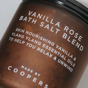 Relaxing Bath Salts Vanilla Rose Bath Salts, 100% Natural with Vanilla & Ylang Ylang Essential oils plus Rose Petals and Buds 500g image 5