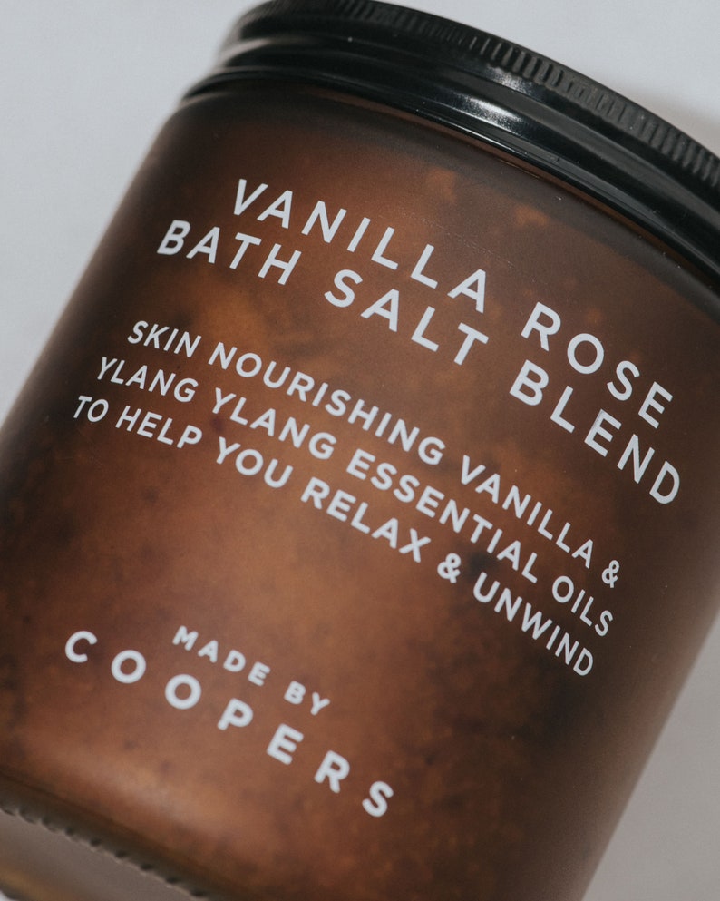 Relaxing Bath Salts Vanilla Rose Bath Salts, 100% Natural with Vanilla & Ylang Ylang Essential oils plus Rose Petals and Buds 500g image 5