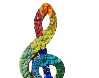 Treble Clef DIY Mosaic Kit, Music lover wall art kit, Band and music theme