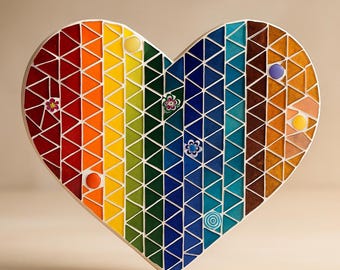 PRIDE Month Rainbow DIY Mosaic Heart