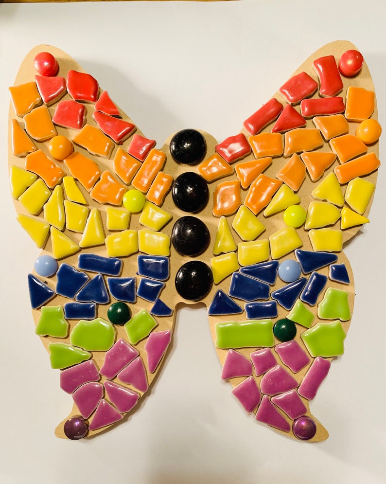 Mosaic Butterfly Kit/diy Adult Craft/rainbow Mosaic Butterfly Etsy