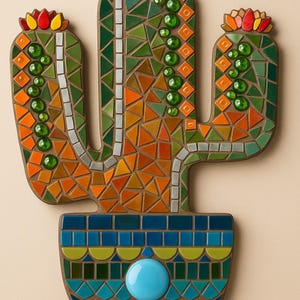 DIY Cactus Mosaic Kit: Southwest Art, Adult Craft Project