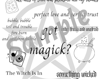 Lámina artística con citas de brujas / Decoración gótica de Halloween (descarga digital)