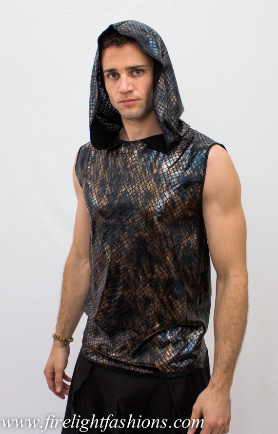 sleeveless hooded tank top mens animal print shirt with hood Etsy