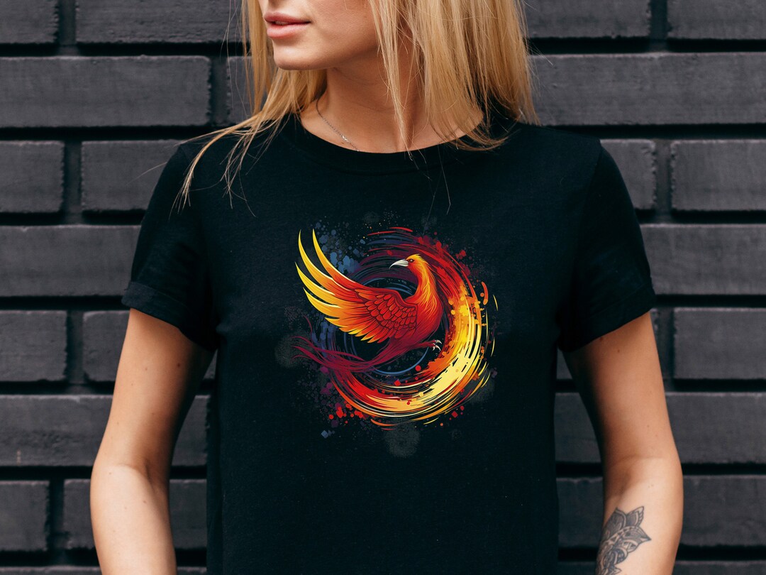 Phoenix Merch Majestic Phoenix Shirt | Vibrant Fire Bird Tee | Mythical Creature ...