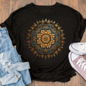 Geometric Mandala Shirt, Sacred Geometry Tee, Spring Yoga Shirt, Cute Mandala Design, Gift for Mindfulness Lovers