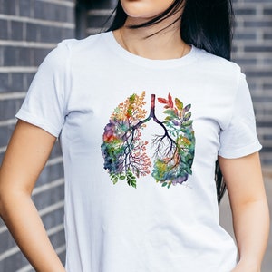 Breathe Nature Top, Elegant, Pulmonology Enthusiast, Gift for Her, anatomy shirt, lungs shirt, Nursing Student, For Women, Nurse Tee