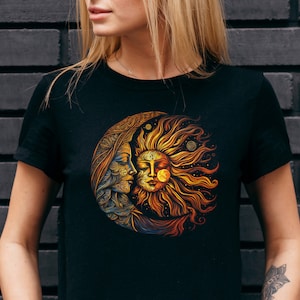Mystic Moon And Sun Shirt, Mystical Moon Phase Shirt, Moon Phase T-Shirt, Boho Vintage Moon Shirt, Celestial Moon Shirt, Spiritual T-Shirt
