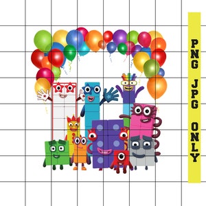 Numberblocks Birthday PNG, Numberblocks Digital Design for shirts, party decor, cups, Numberblocks clipart, Numberblocks jpeg jpg