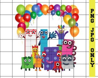 Numberblocks Birthday PNG, Numberblocks Digital Design for shirts, party decor, cups, Numberblocks clipart, Numberblocks jpeg jpg