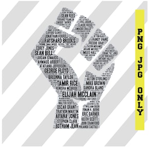 BLM fist PNG Only, Black Letters Fist PNG,  #saytheirnames George Floyd Rayshard Brooks Elijah McClain