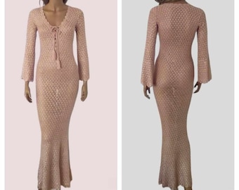 Women's Long Crochet Dress ,Wedding Long Crochet Dress ,Maxi Crochet Beach Dress ,Wedding Crochet Beach Dress / Custom Made