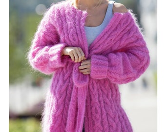 Women's pink cardigan with handmade mohair /made to order