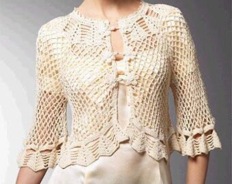 Summer Bridal Jacket Shrug White Women Cotton Bolero Hand