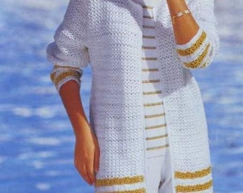 White long crochet cardigan, White cotton beach cardigan / made to order
