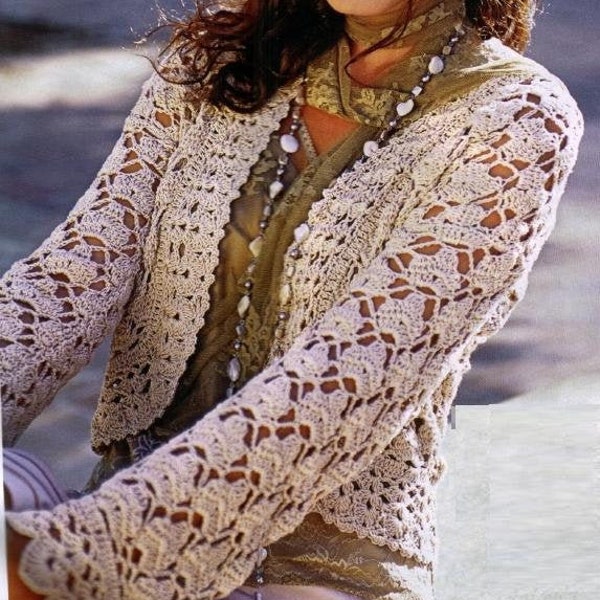 Ladies beige jacket - bolero crochet / made to order