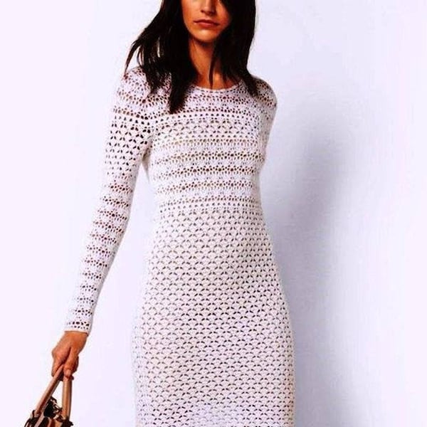 Beautiful ladies white dress crochet / custom