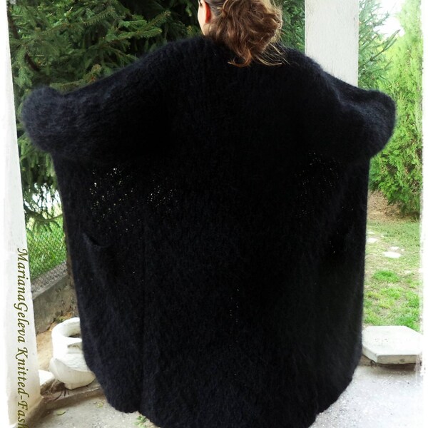 Long Black Mohair Coat Etsy