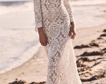 Long white dress crochet ,Wedding dress crochet ,Crochet Maxi Dress, Crochet Dress, Knitted Dress, Bohemian Dress, Hippie Dress/ custom