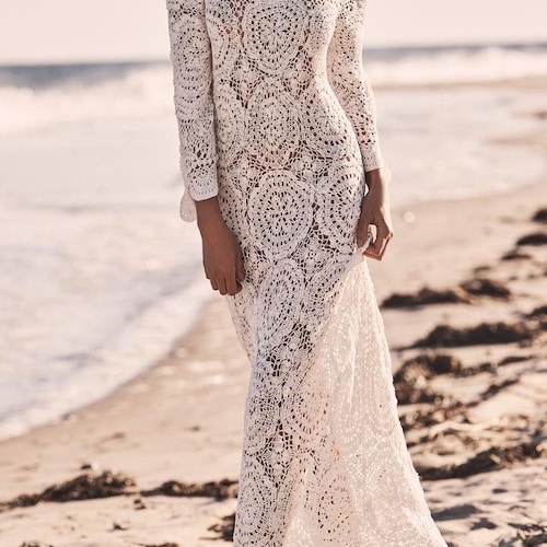 Long White Dress Crochet wedding Dress Crochet crochet Maxi Etsy