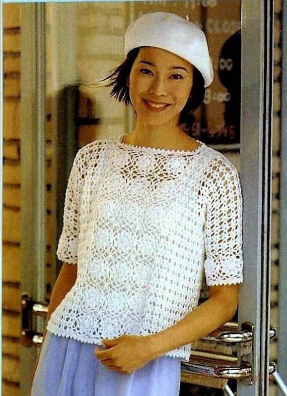Blusa blanca online a crochet