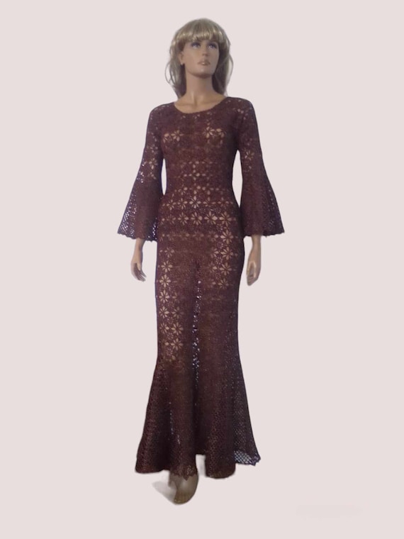 Long Glitter Crochet Dress Long Crochet Dress,Green Glitter Dress ,Christmas Long Crochet Dress / Custom Made
