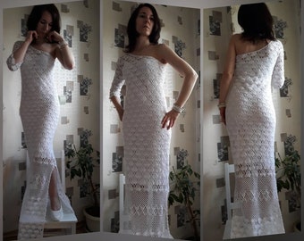 Wedding dress crochet , Ladies long white dress crochet / custom
