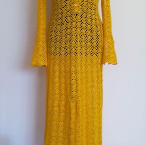 Women&#39;s long crochet dress, Beach long crochet dress, Orange long crochet dress /made to order
